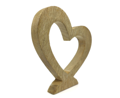 Holz Herz stehend 15cm natur braun