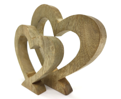 Holz Herz stehend 2er Set 15cm und 20cm natur braun