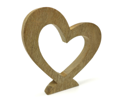 Holz Herz stehend 2er Set 15cm und 20cm natur braun