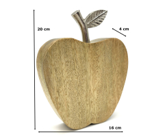 Holz Apfel stehend 16 x 20cm natur braun 4er Set