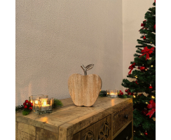 Holz Apfel stehend 16 x 20cm natur braun 4er Set