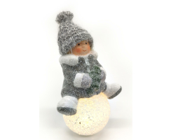 Winterkind Mädchen auf LED Schneeball 19cm Dekofigur Weihnachtsdeko 4 Stück