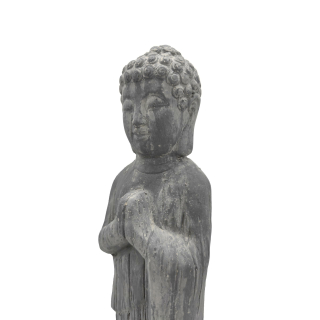 Stein-Figur Buddha stehend 47cm grau massiv Garten-Skulptur Dekofigur