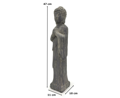 Stein-Figur Buddha stehend 47cm grau massiv...