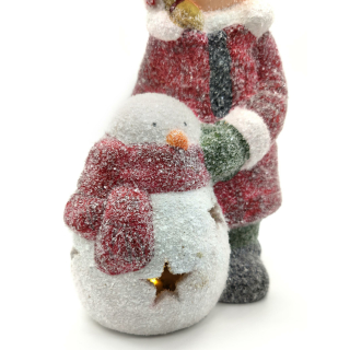 Winterkinder Mädchen und Junge mit LED Schneemann LED Dekofigur Weihna,  10,99 €