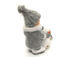 Winterkind Junge mit LED Schneemann 16cm Dekofigur Weihnachtsdeko 4 Stück