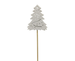 Holz Blumenstecker Tannenbaum-Stecker 36cm Dekostecker Weihnachtsbaum weiß 1 Set - 12 Stück