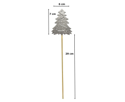Holz Blumenstecker Tannenbaum-Stecker 36cm Dekostecker Weihnachtsbaum silber 4 Sets - 48 Stück