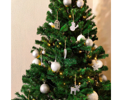 Holz Dekohänger 6 x 7cm Mix 54 Stück Anhänger Weihnachtsbaum Christbaumschmuck silber