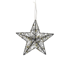 Lichter-Stern mit LED aus Draht und Perlenkette schwarz...