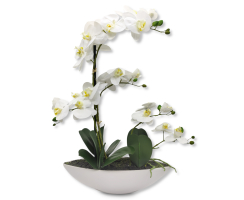 Kunst-Pflanze Orchidee weiße Blüten 53cm hoch...