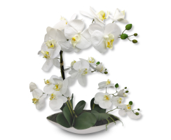 Kunst-Pflanze Orchidee weiße Blüten 53cm hoch...