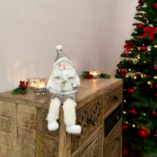 Weihnachtsmann Kantenhocker 29cm weiß silber Winterfigur Dekofigur Wei,  16,99 € | Dekofiguren