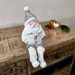 Weihnachtsmann Kantenhocker 29cm weiß silber Winterfigur Dekofigur Wei,  16,99 €
