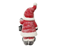 Winterfigur Weihnachtsmann mit Windlicht Laterne 33 x 58cm rot weiß Dekofigur Weihnachtsdeko