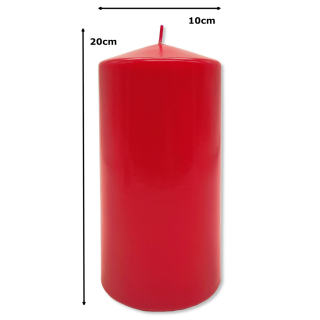 Stumpenkerze XL 10 x 20cm rot durchgefärbt Säulenkerze