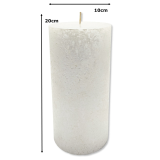 Stumpenkerze XL 10 x 20cm weiß mit Glitzer 4 Stück durchgefärbt Säulenkerze