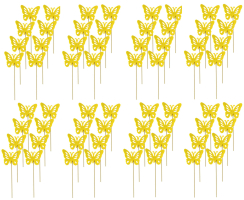 Blumen-Stecker Schmetterling gelb 8 x 25cm 64 Stück...