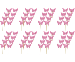 Blumen-Stecker Schmetterling pink 8 x 25cm 64 Stück...