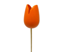 Holz Dekostecker Tulpe 4 x 36cm orange Garten-Deko Blumen-Stecker künstlich Holzblume Tulip