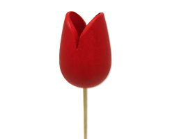 Holz Dekostecker Tulpe 4 x 36cm rot Garten-Deko Blumen-Stecker künstlich Holzblume Tulip