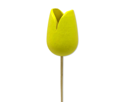 Holz Dekostecker Tulpe 4 x 36cm gelb 20 Stück Garten-Deko Blumen-Stecker künstlich Holzblume Tulip