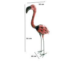 Metall Dekofigur Flamingo 22 x 51cm rosa Garten-Figur...