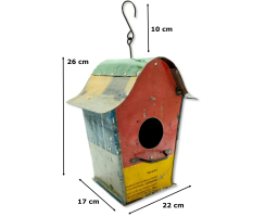Metall Vogelhaus zum aufhängen 22 x 36cm bunt Nist-Kasten Garten-Deko Vögel