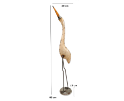 Metall Dekofigur Reiher creme Garten-Figur Deko Vogel Skulptur Tierfigur Vogelschreck