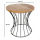Mango-Holz Beistelltisch natur mit Metall-Gestell schwarz Ø 43cm x 47cm Blumenhocker Couch-Tisch