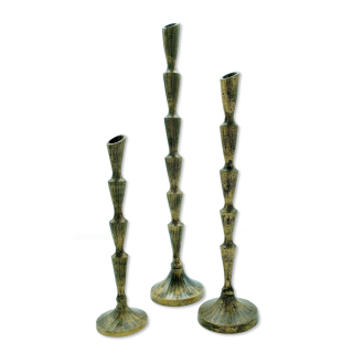Metall Kerzenständer gold-schwarz Tisch-Deko Kerzen-Halter Stabkerzen-Ständer