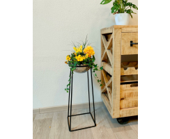 Metall Blumentopf mit Ständer schwarz silber 22 x 44cm Blumen-Töpfe Pflanztopf hoch Schale