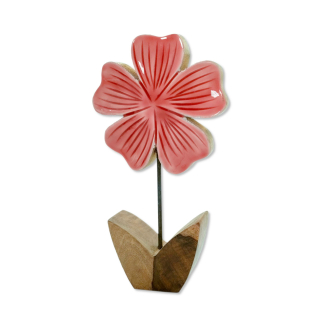 Holz Figur Blume glasiert Dekofigur Tisch-Deko Holzblume Skulptur - De,  9,99 €