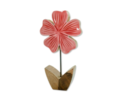 Holz Figur Blume glasiert Dekofigur Tisch-Deko Holzblume Skulptur