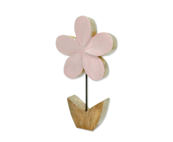 Holz Figur Blume glasiert hell-rosa 15 x 26cm Dekofigur...