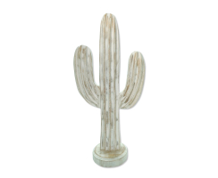 Holz Skulptur Kaktus 20 x 41cm weiß-braun Dekofigur...