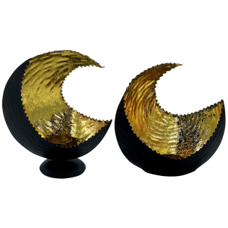 Teelichthalter dunkelbraun/gold Halbmond - Tischdeko Dekoration Orientalisch