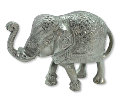Metall Dekofigur Elefant silber 11 x 24 x 17 cm -...