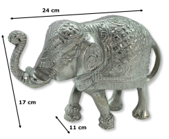 Metall Dekofigur Elefant silber 11 x 24 x 17 cm - Elephant Dekoelefant