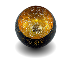 Teelichthalter Kugel rund - dunkelbraun / gold - Ø15 cm - Teelichtständer Kerzenhalter orientalisch