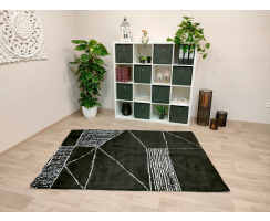 Teppich schwarz-weiss 140 x 200cm kurzflor kuschelig pflegeleicht soft modern Wohnzimmer Esszimmer Schlafzimmer