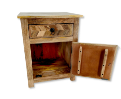 Holz Nachttisch braun 45 x 60cm Beistelltisch vintage Nachtschrank retro