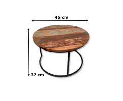 Holz Couchtisch rund braun 3er Set - 46, 60 und 75cm Couch Beistelltisch vintage Sofatisch