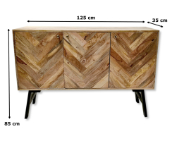 Recycling Holz Sideboard naturfarben 125 x 85cm Metall...