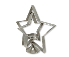 Metall Kerzenhalter 3D-Stern silber 36cm...