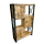 Holz Regal eckig braun 91 x 150cm mit schwarzem Metall Gestell Schrank mit Fächern und Türen Wohnzimmer Schlafzimmer Küche