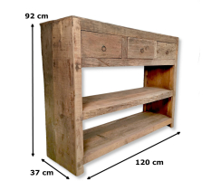 Recycling Holz Sideboard eckig braun 92 x 120cm Schubladen Schrank Esszimmer Wohnzimmer Diele Flur Küche