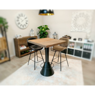 Recycling Holz und Metall Stehtisch braun schwarz 80 x 106cm Bartisch Bistrotisch Bar Kneipen-Tisch Küche
