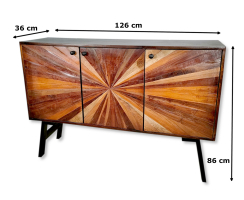 Recycling Holz Sideboard naturfarben 126 x 86cm Metall Gestell schwarz Schrank Esszimmer Wohnzimmer Küche