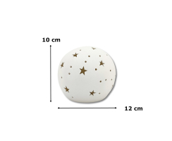 Keramik LED Kugel mit Sternen weiß 12 x 10cm Dekokugel Leuchtkugel Tisch-Deko